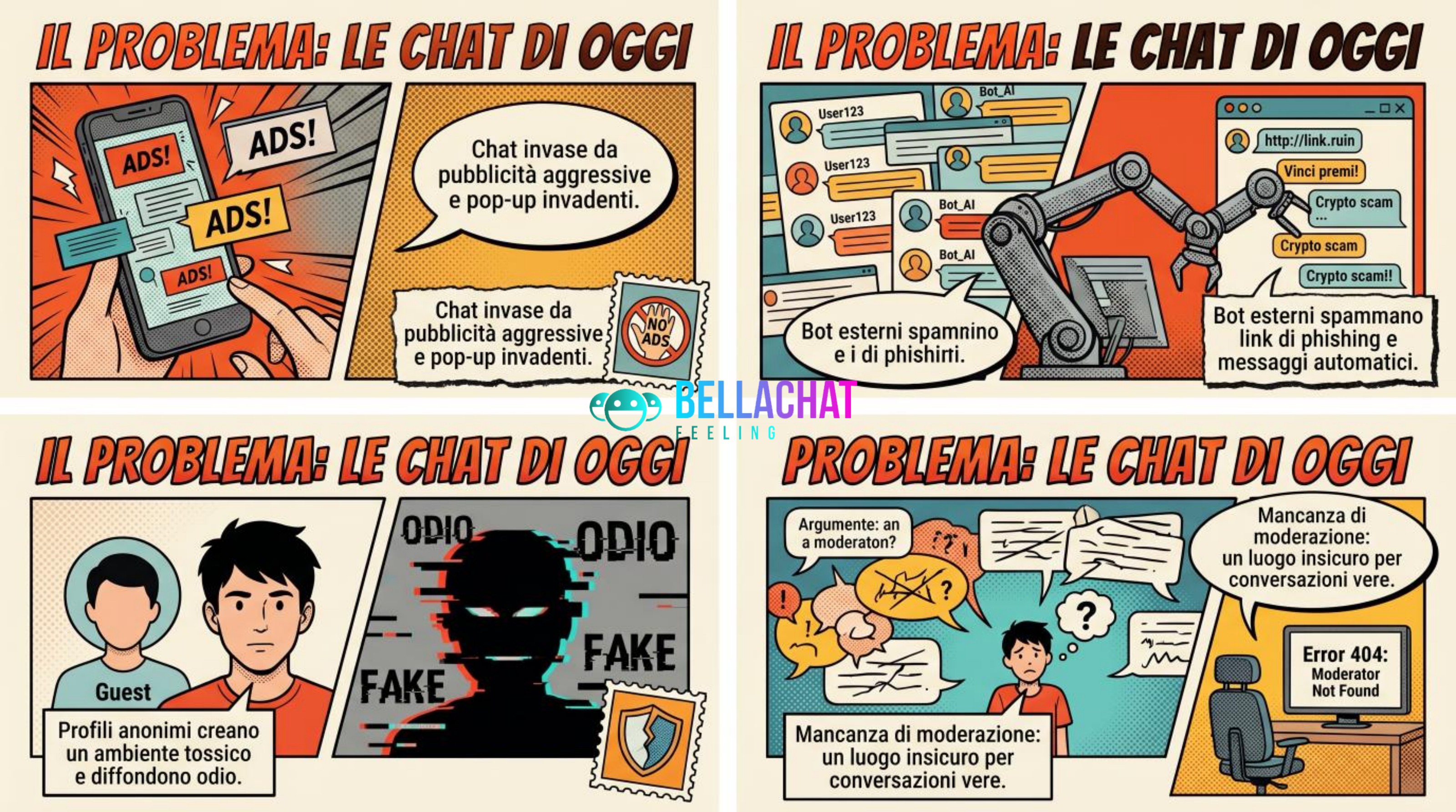 Il problema delle chat di oggi: pubblicità, bot, anonimi, mancanza di moderazione